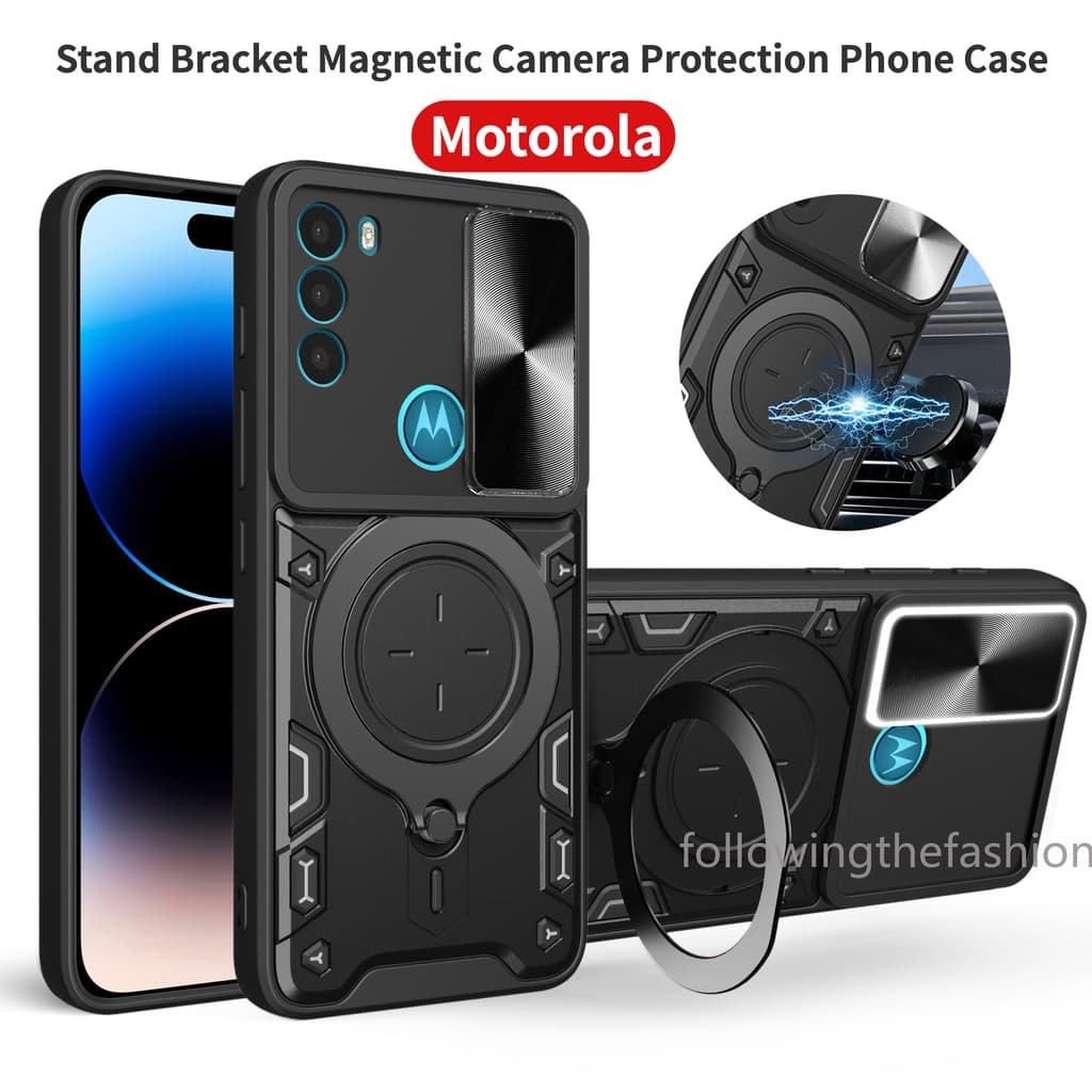 Capa Para Motorola Moto G62 5G G52 G60 G60s 4G G200 Edge S30 Armadura Carro Magnético Com Suporte De Anel Proteção Da Lente Câmera Capa Traseira À Prova De Choque Anti Impacto Capinha Phone Case