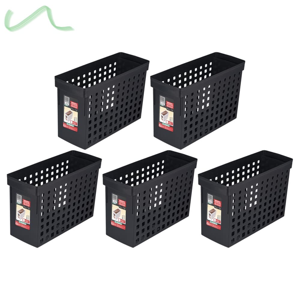 Kit 5 Caixa Arquivo Móvel Estreito Preto Para Pastas Suspensas Ordene