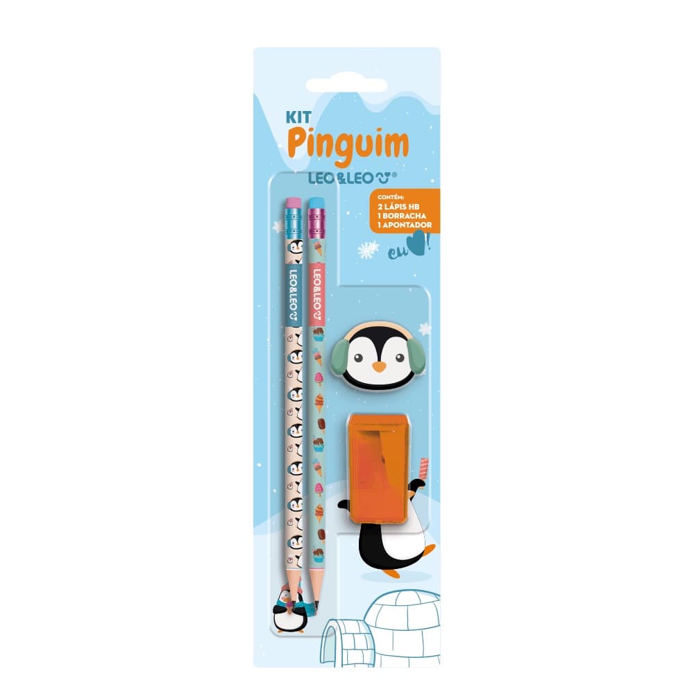 Kit Lápis Hb Pinguim 4 Itens Leo&leo