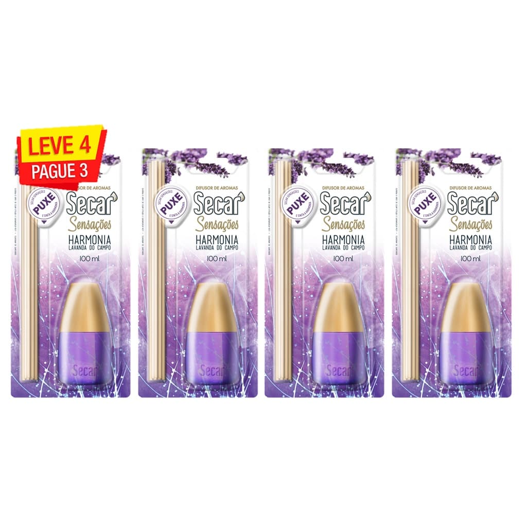 Kit Difusor de Aromas Secar 100ml  - Leve 4 Pague 3