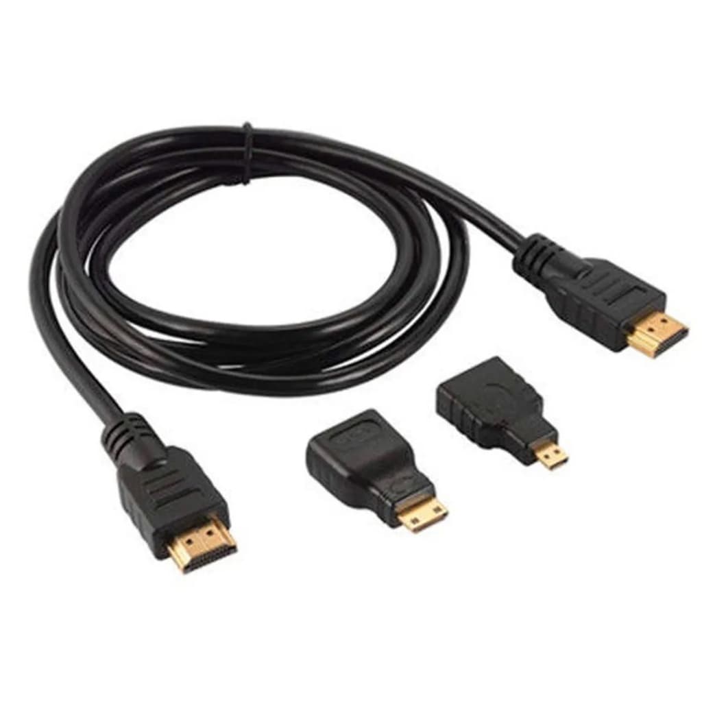 Kit Cabo HDMI 3x1 - HDMI, Mini HDMI, Micro HDMI 1.5m | Conexão Versátil e de Alta Qualidade para TV, Monitores, Câmeras e Mais