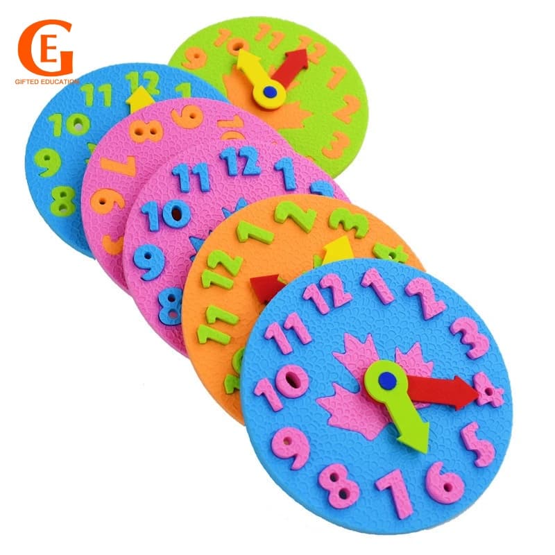 Kids Montessori Eva Relógio De Espuma Jigsaw Toy Aprenda A Contar Hora Ensino Do Jardim De Infância Brinquedos Educativos Antecipados