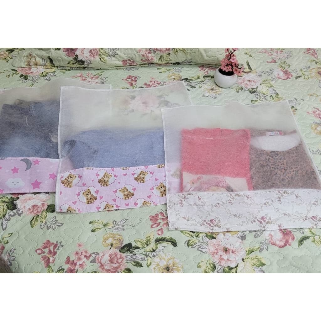 Saquinhos para roupa organizador Tnt Bebê 10 peças Estampado Tricoline Variados Menina menino