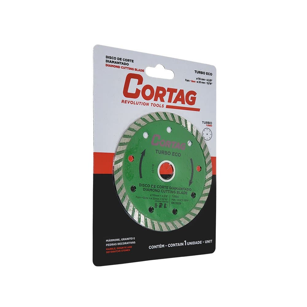 Disco Corte Diamantado 4.3/8'' 110mm Furo 20mm Turbo Eco Cortag