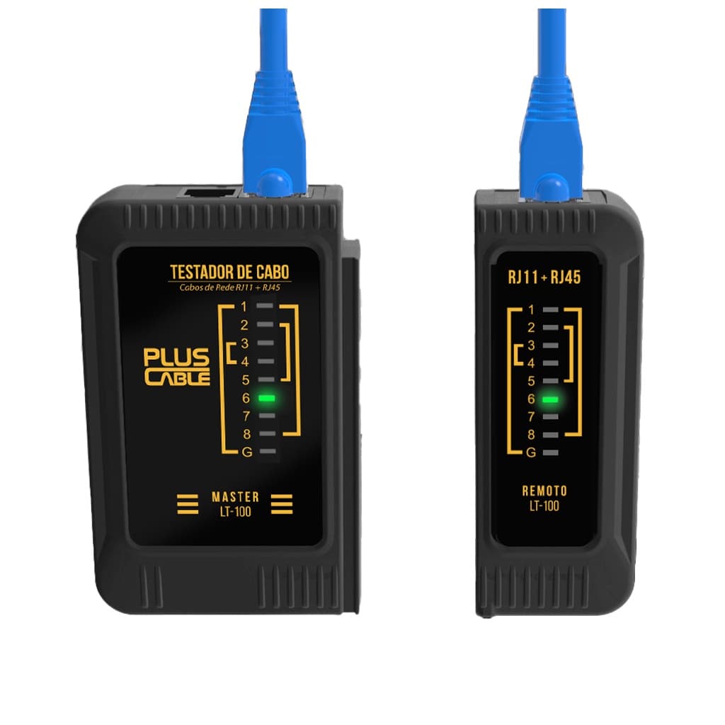 Testador de Cabo de Rede RJ45 RJ11 e Cabos Blindados LT100BK PlusCable
