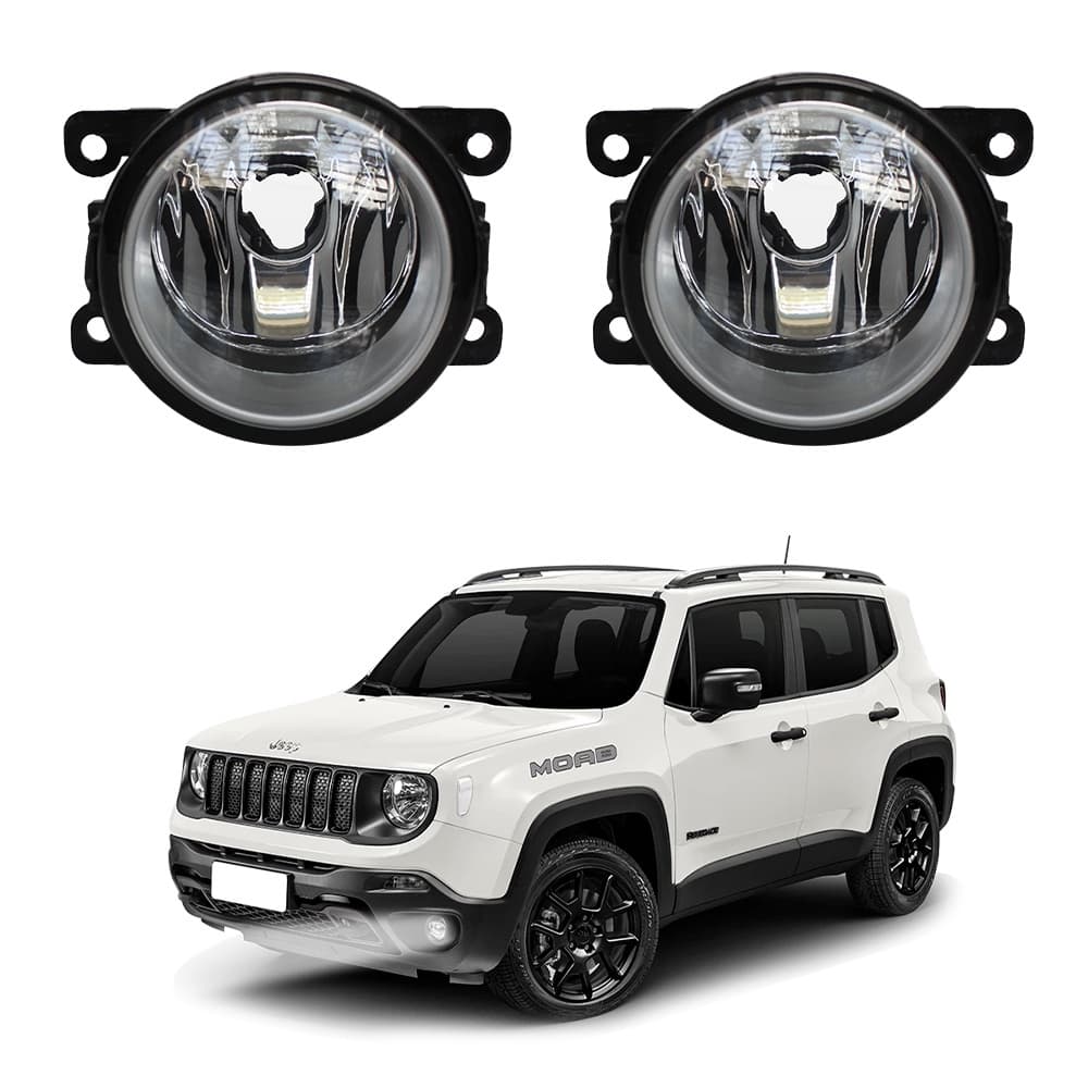 Farol de Milha Jeep Renegade 2015 a 2021 Par Farol Auxiliar de Carro Lente Vidro Neblina Automotivo