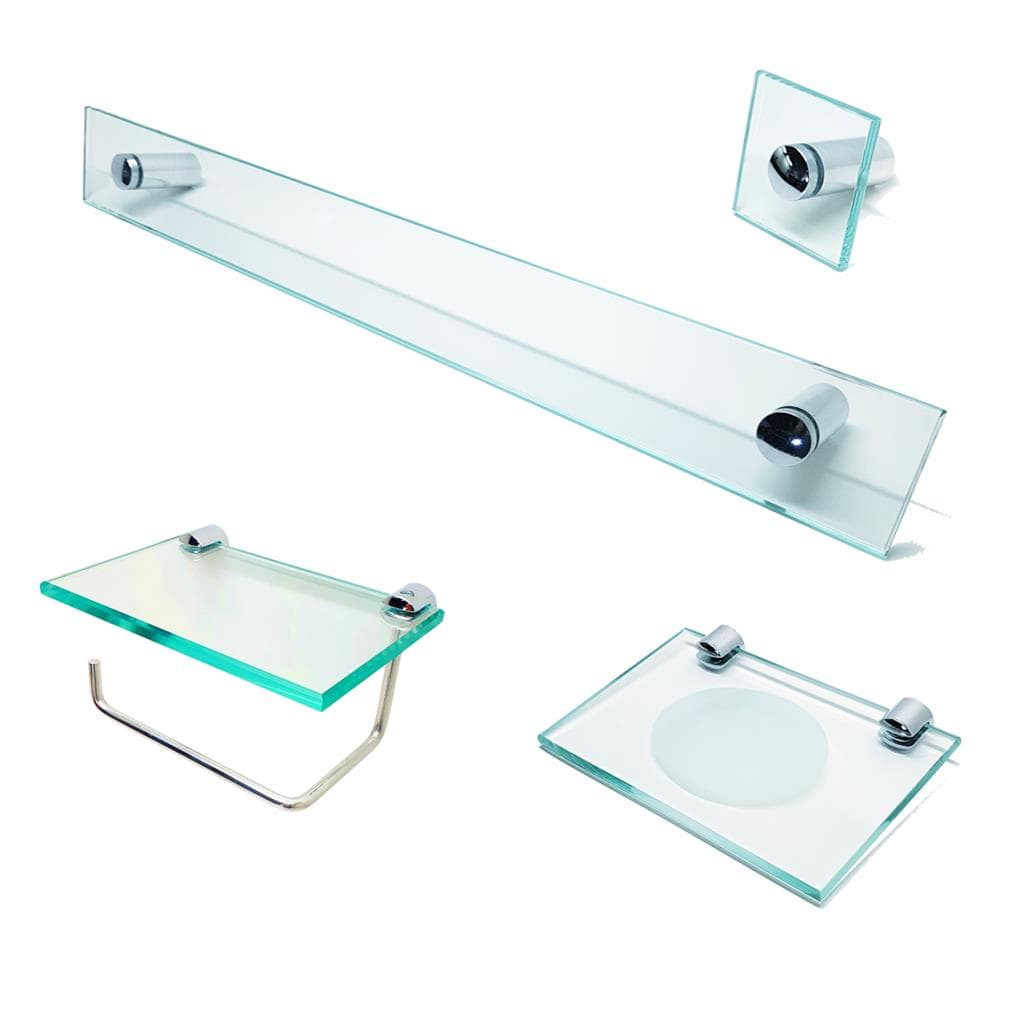 Kit De Acessorios P/ Banheiro 4 Pcs Em Vidro Incolor S600CEL