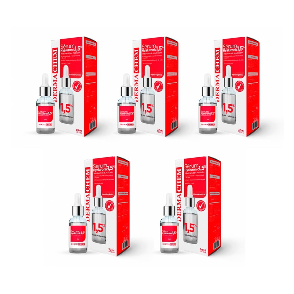 Dermachem Kit 5un Sérum Hyaluronic 1,5 Niacinamida e Acticalm - 30ml