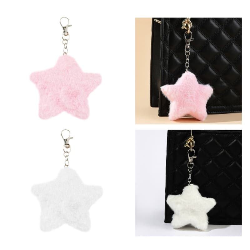 YOIOI Bonito Pelúcia Estrela De Cinco Pontas Charme Chaveiros Ornamento Pingente Chaveiro De Carro