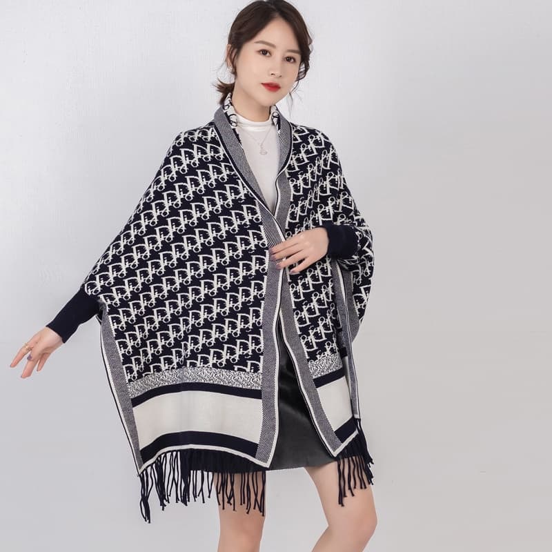 Outono inverno malha xale feminino com mangas All-Match engrossado quente manto fluxo exterior cachecol dupla utilização