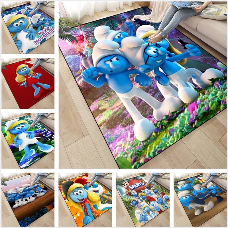 Tapete De Filme Animado Smurf , Quarto De Estudo Infantil , De Cabeceira Nível Básico , Absorvente E Antiderrapante , Pe