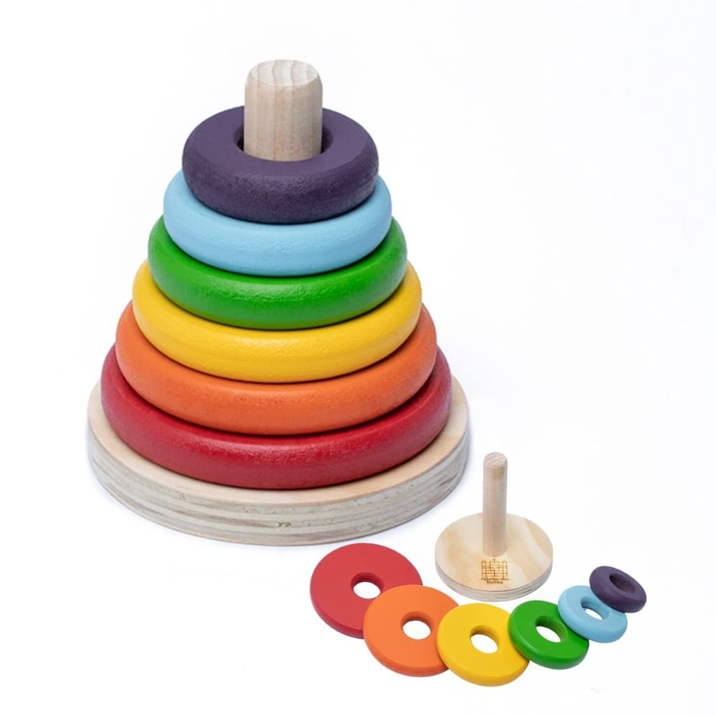 Torre de Encaixe Bebe - Brinquedo Educativo Montessori - Original - Brinquedo de Madeira Premium