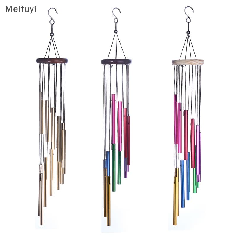 [Meifuyi] 12 Tubos Sinos De Vento Pingente Tubo De Alumínio Metal Varanda Jardim Exterior Decoração De Casa COD