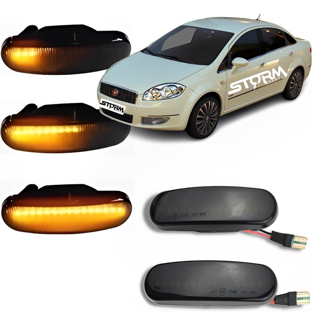 Par Pisca Seta Sequencial Fiat Linea ano 2009 a 2016 para-lama luz Sinal repetidor led Dinâmica