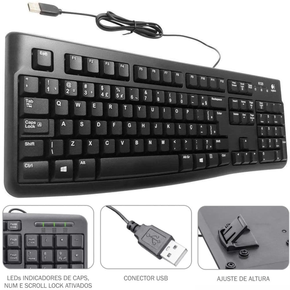 Teclado Keyboard Simples Comum Standard Pc Notebook Com Fio Usb ABNT2