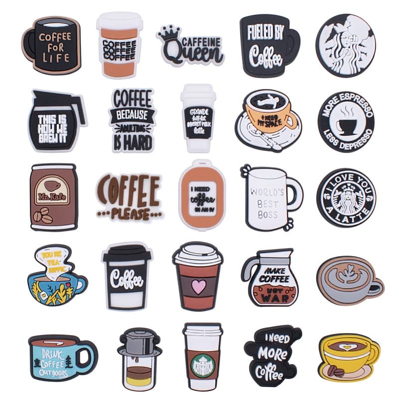 Encantos de sapatos de decorações de café acessórios de PVC com botão e sandálias pinos de pingente com presentes