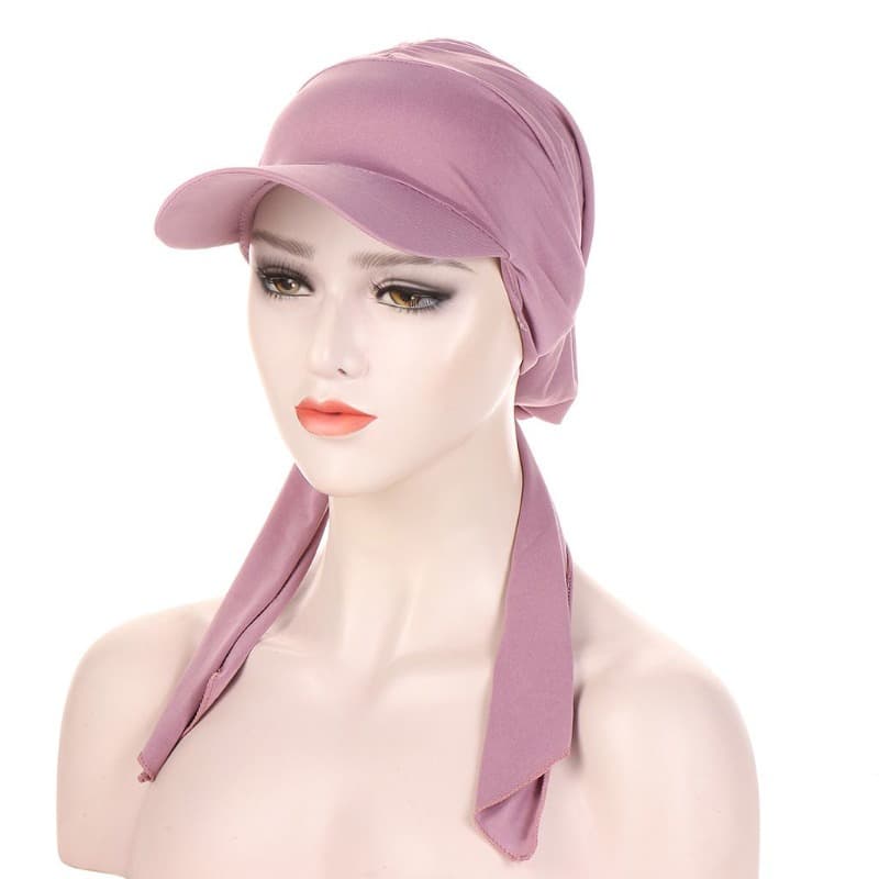 Novo Chapéu Multicolorido De Lenço De Cabeça Feminino De Cor Sólida Com Alça Curva Completa