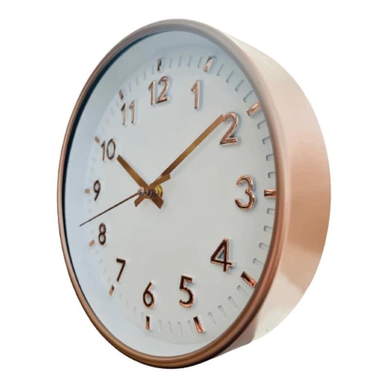 Relogio Parede 25cm Redondo Rose Gold  Copa Quarto Escritorio Igreja Area Gourmet Cozinha Bar Sala