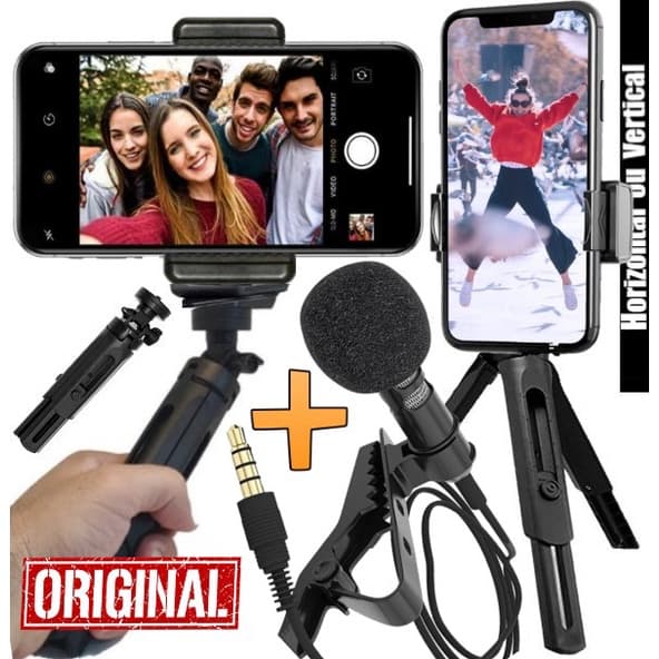 Estabilizador de Imagem Monopod Suporte Apoio de Celular Microfone Lapela Smartphone Tripé Foto Stedycam Soleste Mobile