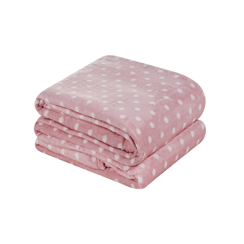 Mantinha Soft Manta Flannel Solteiro Petit Poá Anti Alérgica Rosa bolinhas