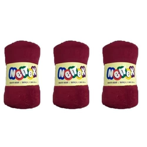 Kit 3 Mantas Soft Infantil Nenex 90x110cm Macia - Vinho