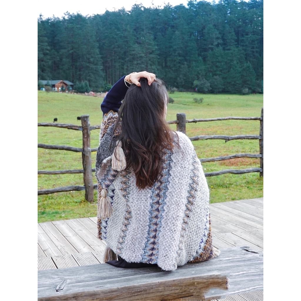 Cachecol meninas inverno cobertor estilo grande xale estilo étnico manto estilo jaqueta High-End exterior jogo elegante