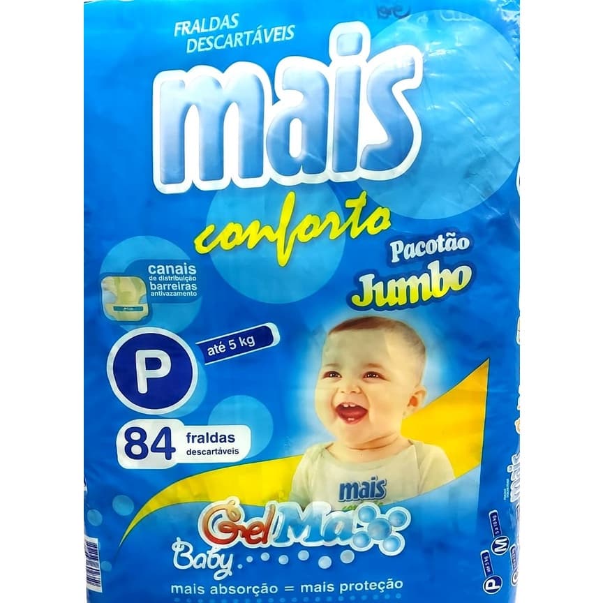 Fralda Infantil Mais Conforto Jumbo P Com 84 Unidades