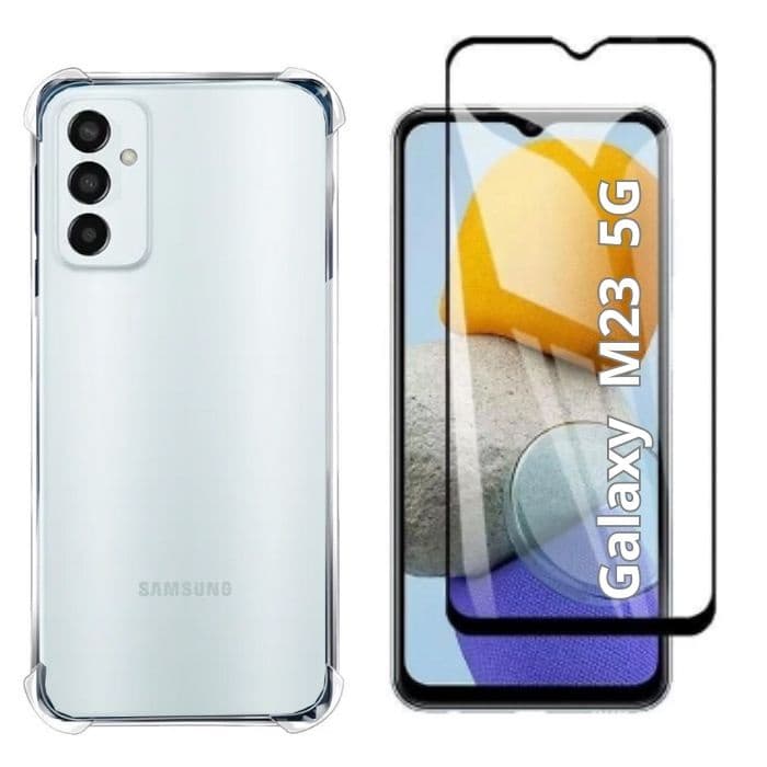 Kit 2 em 1 Capa TPU Anti Impacto + Película Vidro 3D Full Cover Compatível Galaxy M23 5G