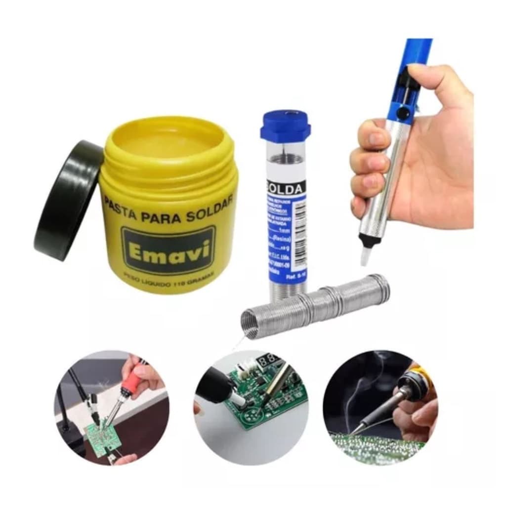 Kit Pasta De Solda Estanho Sugador Acessorios Ferro De Solda
