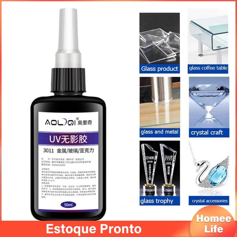 50ml Cola UV Sem Sombra Adesivo Transparente Para Acrílica De Cristal De Vidro De Irradiação Cura Rápida De Líquida Curada