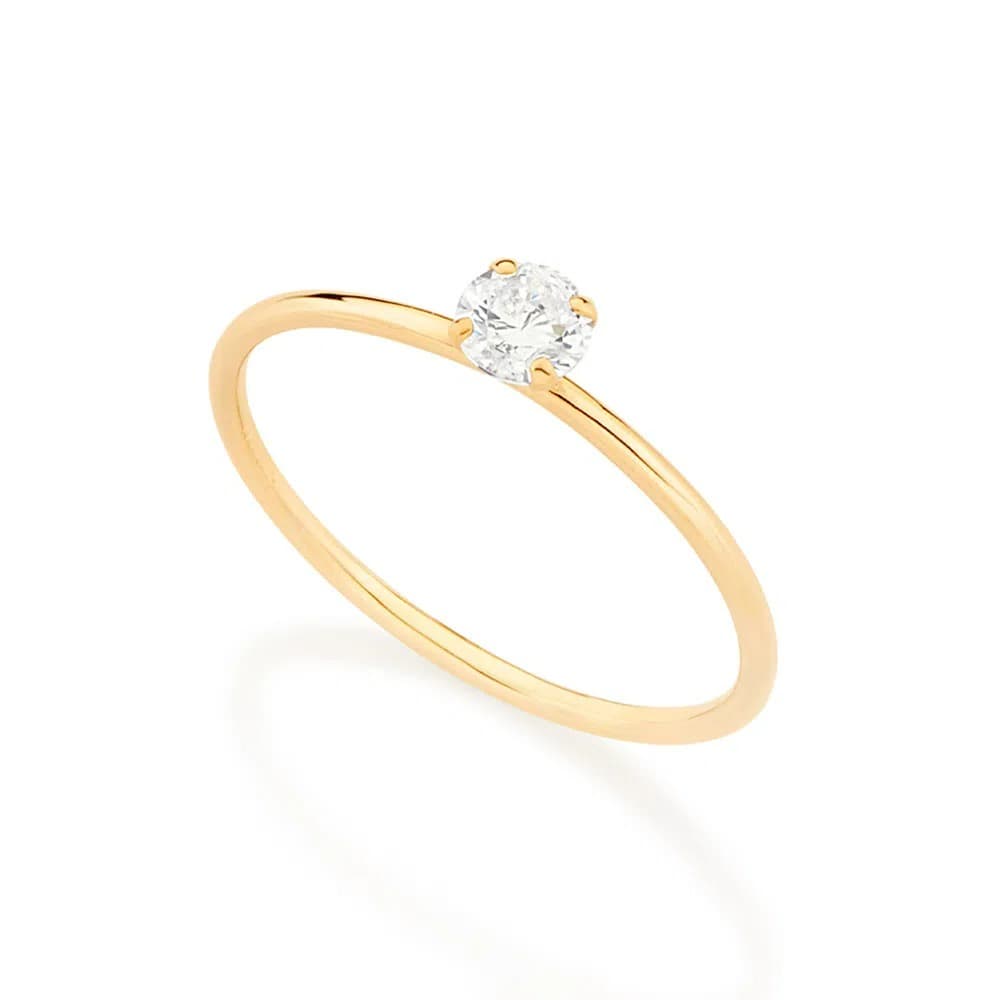Anel solitário rommanel  folheado a ouro com 1 zirconia coleção nova  513053