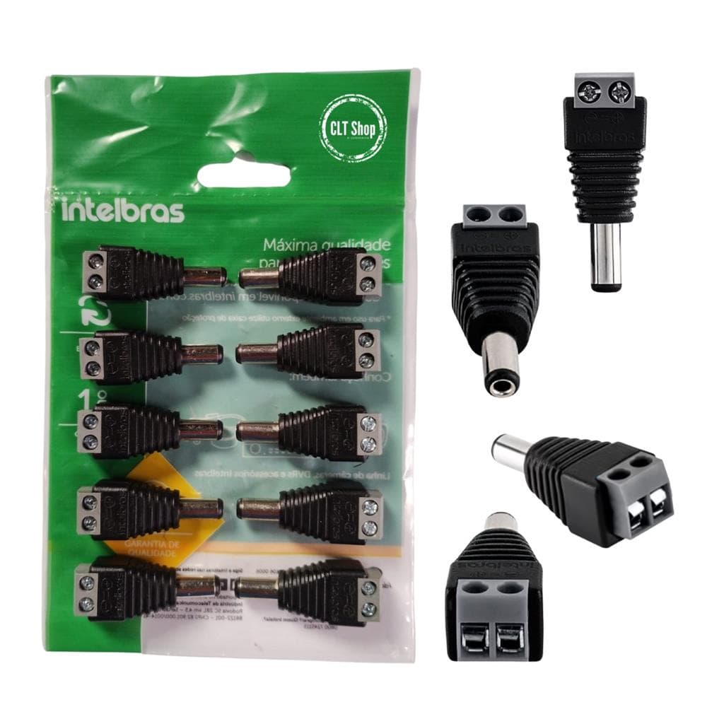 Pct 10 Conector P4 Macho CONEX 1000 P4 Macho CFTV Intelbras