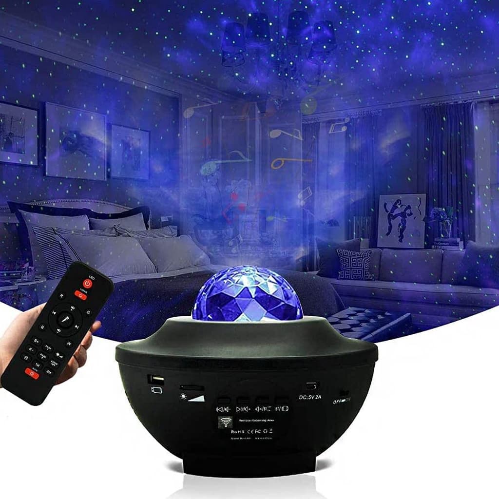 Projetor Luminária Galáxia Luz Noturna Estrela Música Bluetooth Controle  Lâmpada Divertida USB