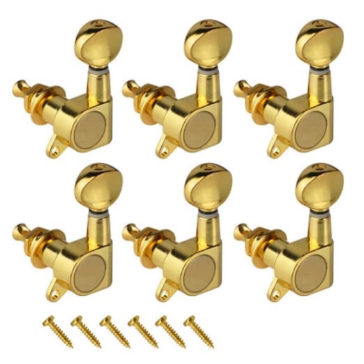Tarraxas Modelo 6L Reverse Para Guitarras Tipo Stratocaster / Telecaster Douradas