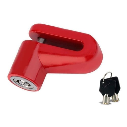 Mini Trava Disco Freio Moto Anti Furto Pino Vermelho Universal