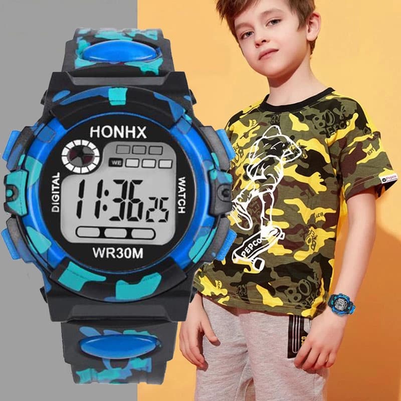Relógio De Pulso Infantil Esportivo Com Pulseira De Silicone À Prova D'água LED Digital Para Crianças/Meninas/Meninos