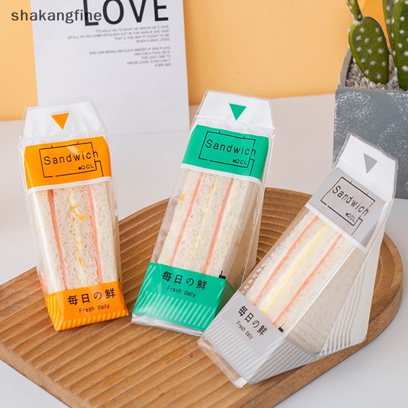 Shbrbr 100pcs Triângulo Espesso Sanduíches De Pão Transparente Sacos De Envolvimento Para Alimentos Martijn