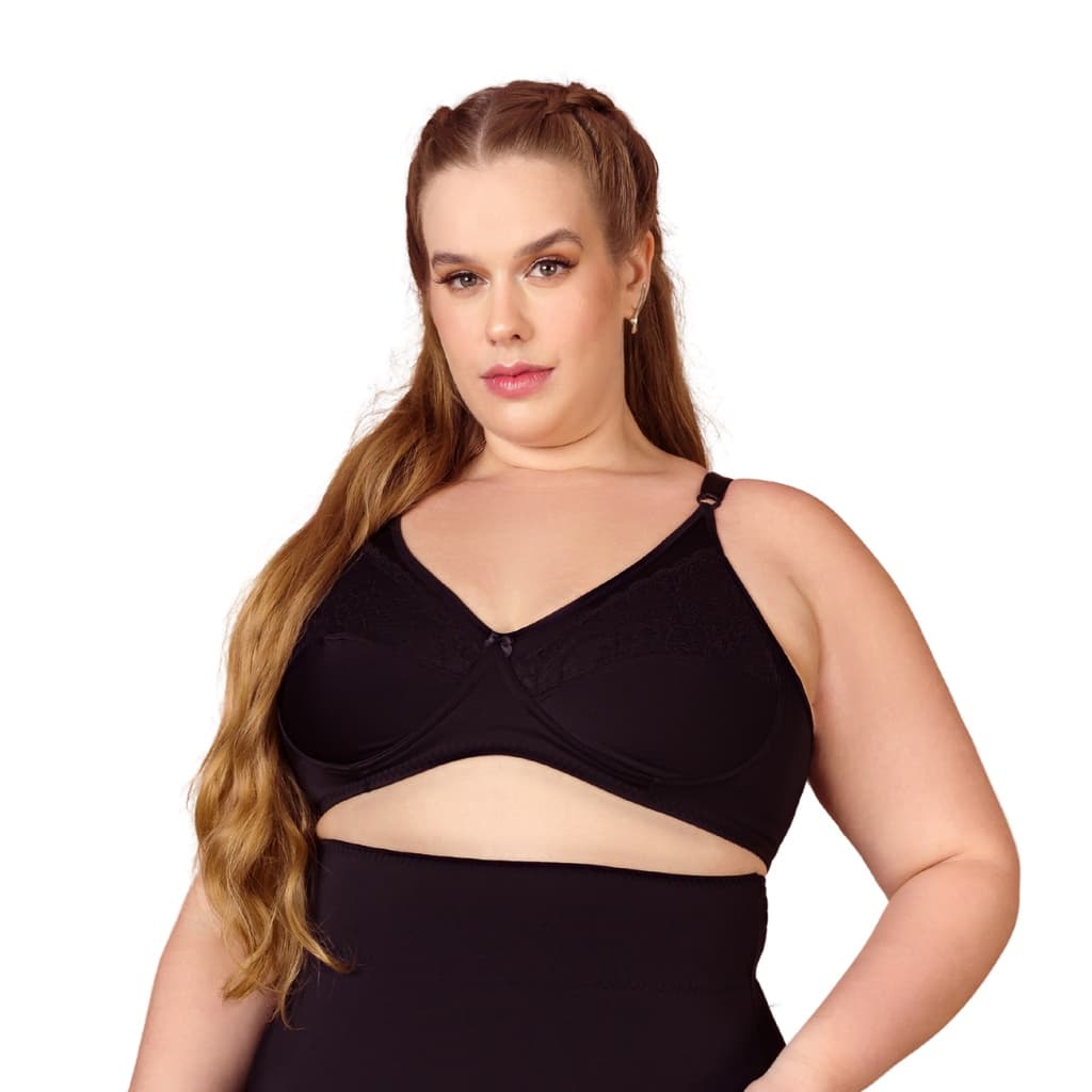 Sutiã Reforçado com Renda Plus Size Extra 54, 56, 58 sem Aro e sem Bojo