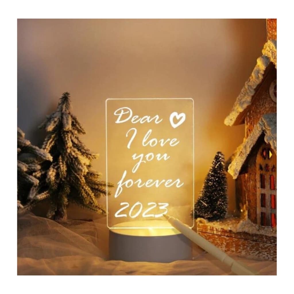 2Luminária De Escrever 3D Tipo Lousa Com Led + Caneta Frases