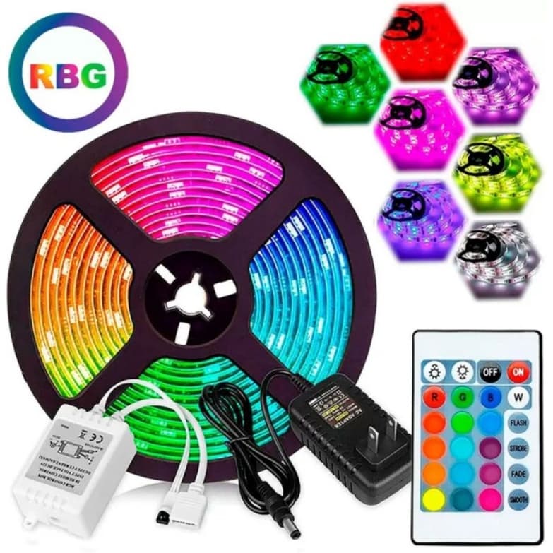 Fita Led Rgb 3528 Rolo 5m Com Controle Econômica