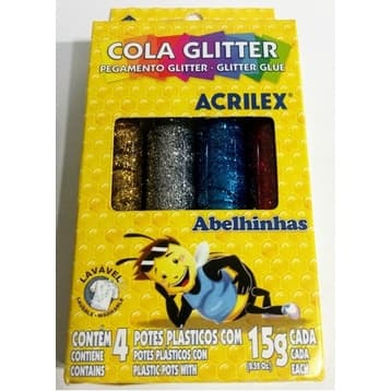 Cola Gliter Acrilex 4 Cores Com Glitter