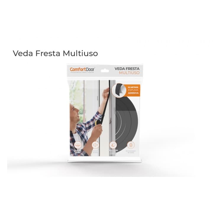 Veda Frestas Espuma Multiuso Comfort Door Preto 10m. 11X2mm