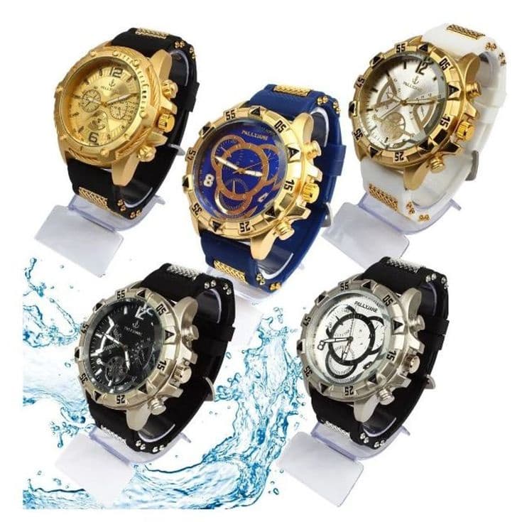 Lote 10 Relogios Masculino Silicone Borracha Social Pallyjane Prova Dagua Original