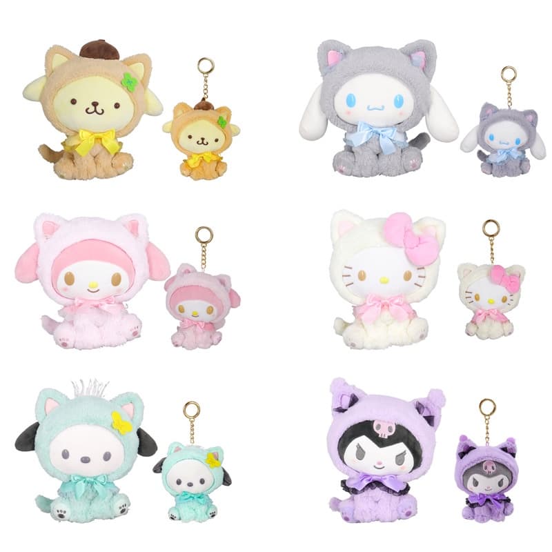 Sanrio Kuromi Canela Cachorro Canela Pacha Cachorro Melodia Série Gato de Cura Boneca Pingente de Pelúcia