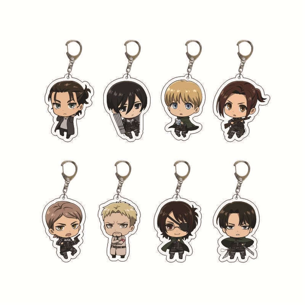 Anime Attack On Titan Keychain Cartoon Allen Acrylci Double Side Key Ring School Bag Pendentes De Mochila Porta-Chaves Acessórios Para Ventiladores Presentes