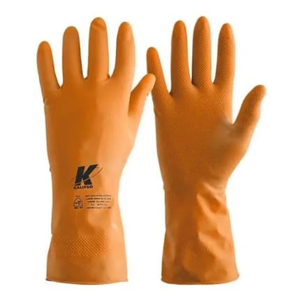 Luva Reforçada Laranja Látex p/ Limpeza e Jardinagem