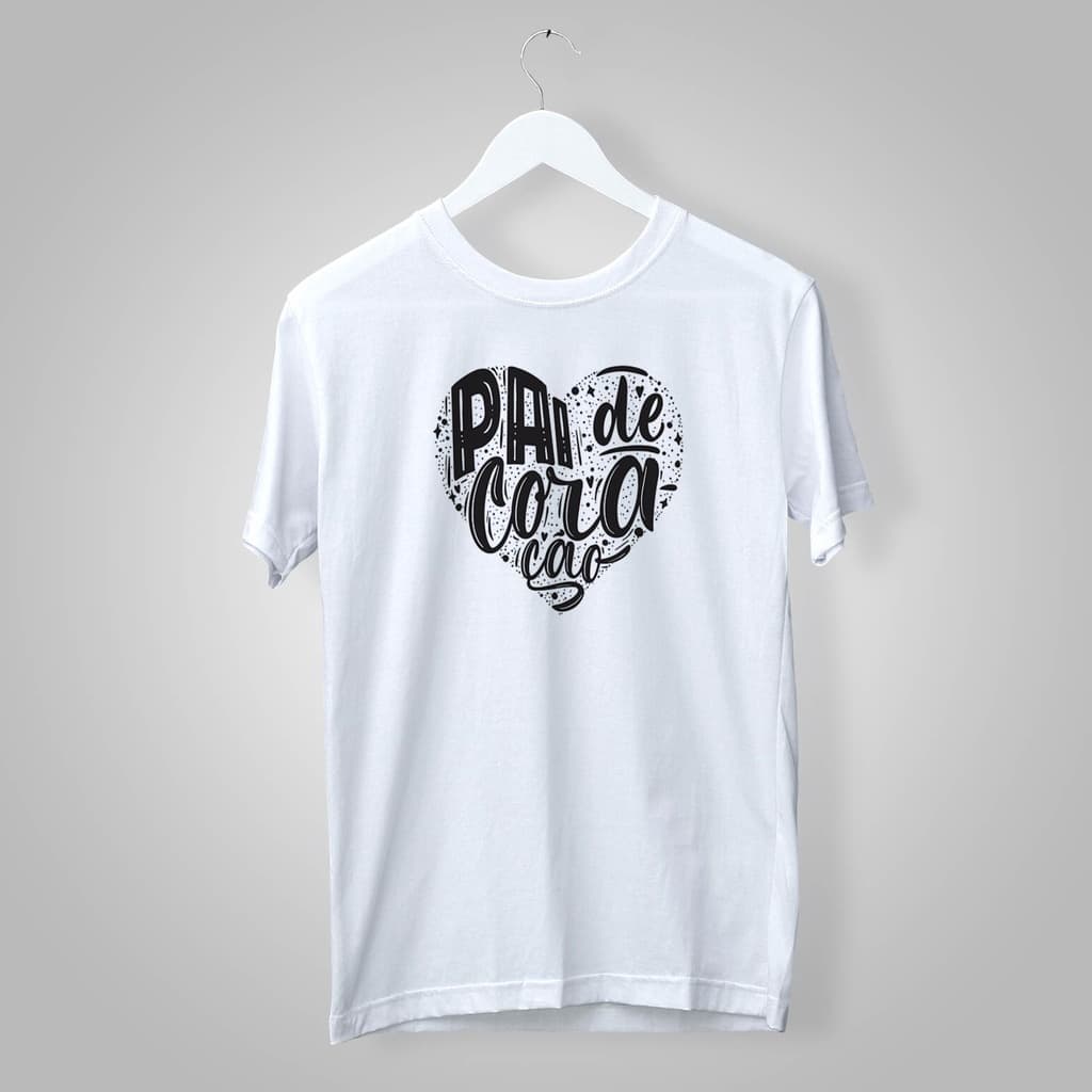 Camiseta Pai de Coração 100% algodão fio 30.1 Branca