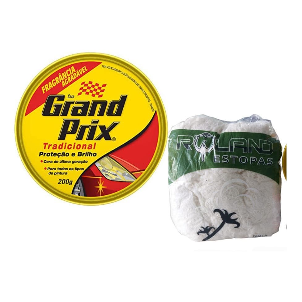 Kit Polimento Automotivo Cera Grand Prix + Estopa 150g