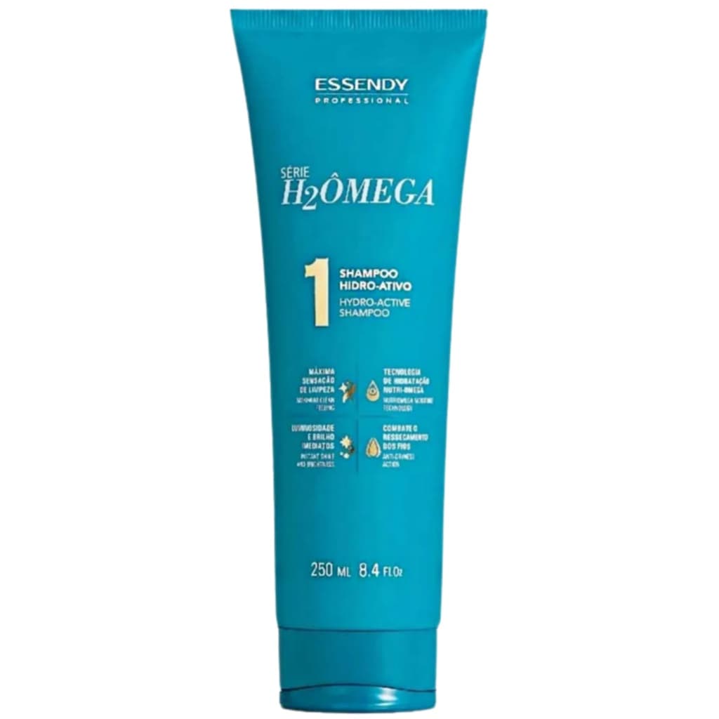 Shampoo Hidro-Ativo Série H2Ômega 250ml Essendy - Tratamento capilar para cabelos ressecados Hidrata Nutri e Limpa