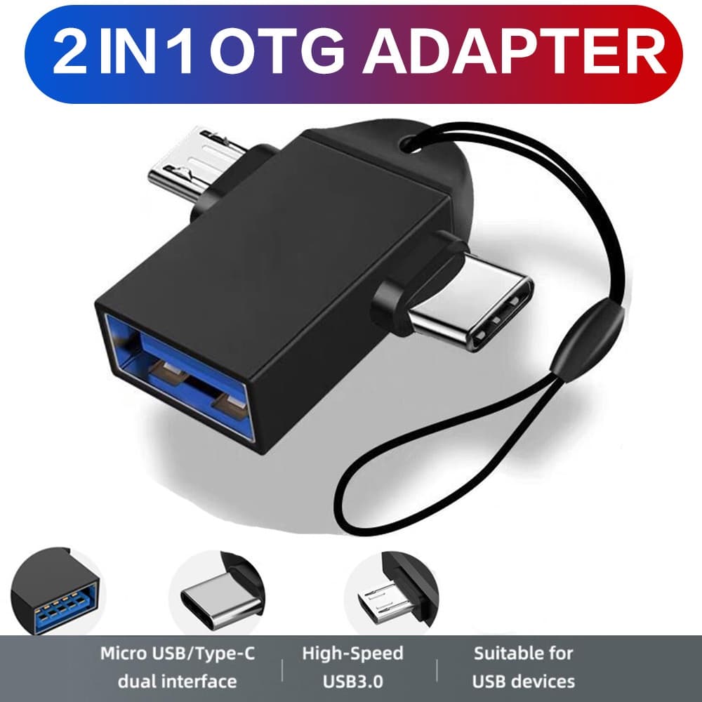 Conector Fêmea Adaptador USB3.0 OTG 2 Em 1 Com Micro USB E Tipo-c